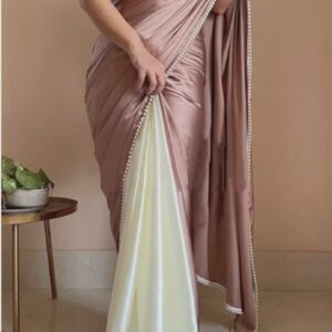 Womens-Satin-Half-Half-Collection-Saree-With-Blouse-Piece