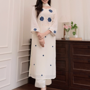Women's Embroidered Straight Kurta with Pant & Dupatta