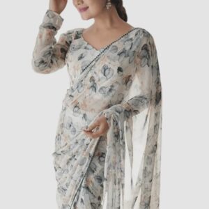 Georgette-Printed-Ready-To-Wear-one-Minute-Saree-With-Unstitched-Blouse-Piece